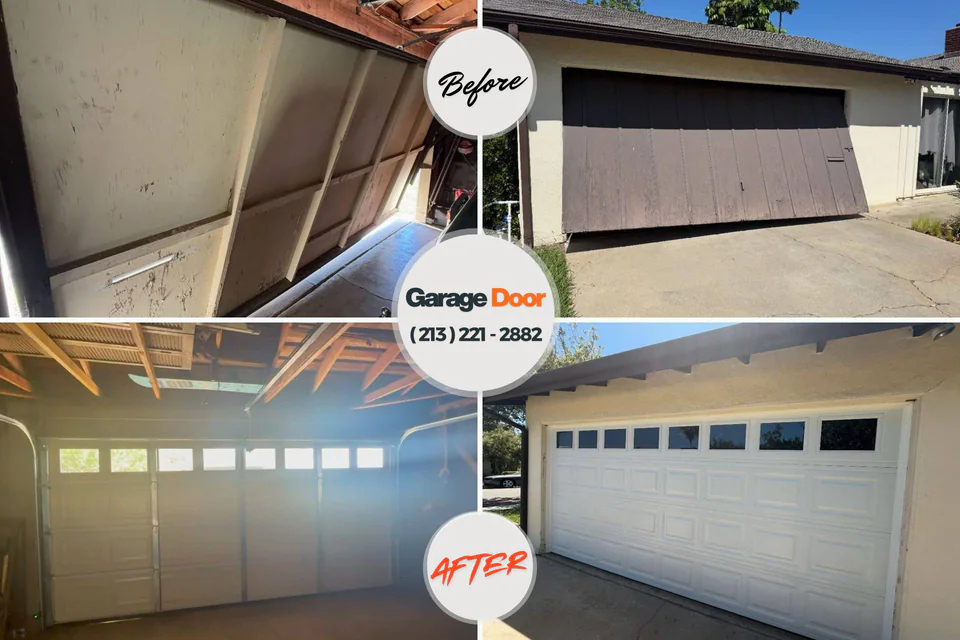Before and after: garage door repair Graham, WA